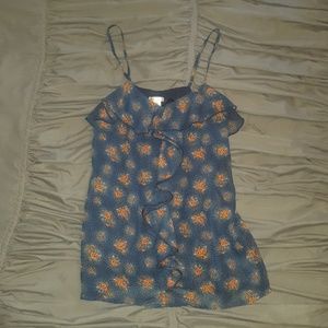 Xhileration spaghetti strap top w ruffle detail S